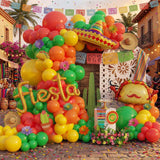Fiesta Balloon Arch Kit Taco Straw Hat Cinco De Mayo Rainbow Party Decor Set