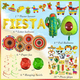 20Pcs Mexican Fiesta Party Decorations Paper Fans Cactus Swirls Flag Banner Set