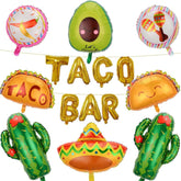 15Pcs Taco Bar Fiesta Balloon Kit Cactus Cinco De Mayo Birthday Party Decor Set