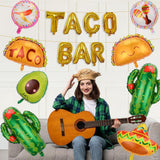15Pcs Taco Bar Fiesta Balloon Kit Cactus Cinco De Mayo Birthday Party Decor Set