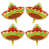4PCS 27 Inch Fiesta Sombrero Balloons Cinco De Mayo Taco Party Decor Set