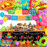 62Pcs Fiesta Party Kit Balloon Arch Banner Tablecloth Cinco De Mayo Decor Set