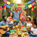 64Pcs Cinco De Mayo Party Decorations Banner Fans Balloon Fringe Backdrop Set