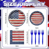 96 Piece Patriotic Tableware Set with Plates Napkins and Forks