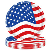 24 Piece Patriotic Paper Plates Set for Party Table Decorations