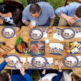 50 Piece Patriotic Oval Paper Plates and Napkins Set for Party