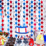 3 Pack Patriotic Star Tinsel Fringe Curtains for Party Backdrop