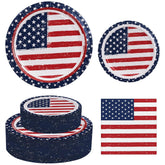 150 Count Patriotic Paper Plates and Napkins Set for 50 Guests