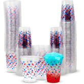100 Pack Patriotic Plastic Cups 16 oz American Flag Party Cups