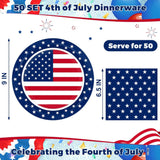 50 Set Patriotic Plates and Napkins 9 Inch Disposable Party Tableware