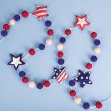 8.2 FT Patriotic Felt Ball Star Garland Rustic Labor Day Décor