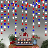 40 FT Patriotic Circle Dots Hanging Garland Red White Blue Décor