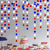 40 FT Patriotic Circle Dots Hanging Garland Red White Blue Décor
