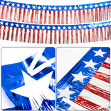 4 Pack 10FT Patriotic Foil Fringe Star Garland Red White Blue Décor