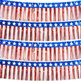 4 Pack 10FT Patriotic Foil Fringe Star Garland Red White Blue Décor