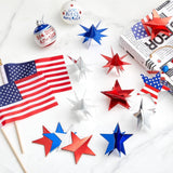 4 Pack 3D Patriotic Star Garland 32.8 FT Red White Blue Hanging Décor