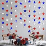 40 FT Patriotic Glitter Star Garland Red Silver Blue Hanging Décor