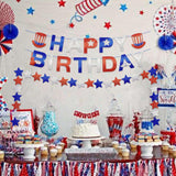 Patriotic Glitter Star Hanging Ornaments Red White Blue Party Decor