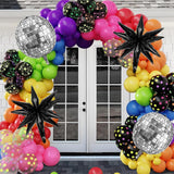 80s Disco Balloon Arch Kit: UV Neon Star Balloons, Rainbow Garland for Parties