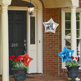 24 Pcs 18 Inch Patriotic Star Foil Balloons Red Blue Silver Décor