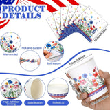225 Pcs Patriotic Tableware Set Poppy Flower Party Supplies for 64 Guests