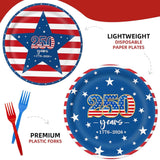 96 Pcs Patriotic Tableware Set Plates Napkins Forks Serves 24