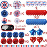 Red Blue Paper Pom Pom Balloon Garland Patriotic Party Decorations