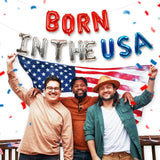 Born in the USA Balloon Banner Red Silver Blue Patriotic Party Decor