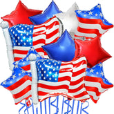 15 Pcs Patriotic Star and American Flag Foil Balloons Party Décor