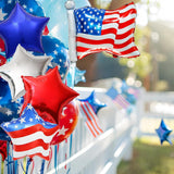 15 Pcs Patriotic Star and American Flag Foil Balloons Party Décor