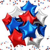 10 Pcs Star Foil Balloons 18 Inch Red Blue Silver Party Décor