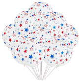 50 Pcs Printed Star Latex Balloons Red Blue White Patriotic Decor