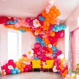 Tropical Balloon Arch Garland Kit: Hot Pink, Yellow, Orange, Blue for Luau Party