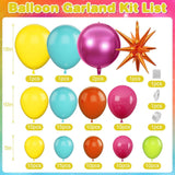 Tropical Balloon Arch Garland Kit Hot Pink Teal Blue Green Orange Balloons Birthday