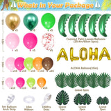 Tropical Luau Balloon Arch Garland Kit, Coconut Tree, Aloha Foil Balloons, Palm Leaves