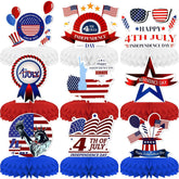 9 Pcs Patriotic Honeycomb Centerpieces American Flag 3D Table Décor