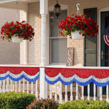 6ft Patriotic Fringe Garland Banner Red White Blue Tinsel Decor