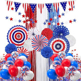 47 Pcs Patriotic Party Decoration Set Red White Blue Balloon Kit