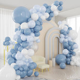 124 Pcs Dusty Blue White Balloon Arch Kit Transparent Garland Decor
