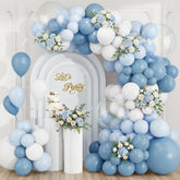 144 Pcs Dusty Blue Balloon Arch Kit Blue White Garland Decor