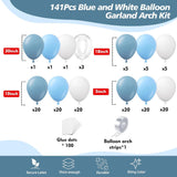 141 Pcs Dusty Blue Balloon Arch Kit Pastel Blue Garland Decor