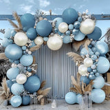 Dusty Blue Double Stuffed Balloon Arch Kit Slate Pastel Garland