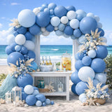84 Pcs Dusty Blue Double Stuffed Balloon Arch Kit Garland Decor