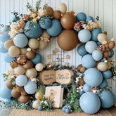 Dusty Blue Brown Balloon Arch Kit Double Stuffed Neutral Cowboy Party Decor
