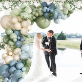 Dusty Blue Sage Green Balloon Arch Kit 140 Pcs Baby Shower Party Decor Set