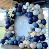 Navy Blue Balloon Arch Kit Double Stuffed Light Blue Grey Party Decor Set