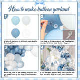 Dusty Blue Balloon Arch Kit 113 Pcs Haze Blue Sand White Party Decor Set