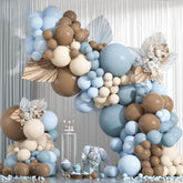 Dusty Blue Brown Balloon Arch Kit 154 Pcs Neutral Bear Baby Shower Decor Set