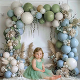 Dusty Blue Sage Green Balloon Arch Kit 155 Pcs Baby Shower Party Decor