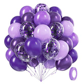 Purple Balloons 60 Pcs 12 Inch Metallic Pastel Confetti Party Decor Set